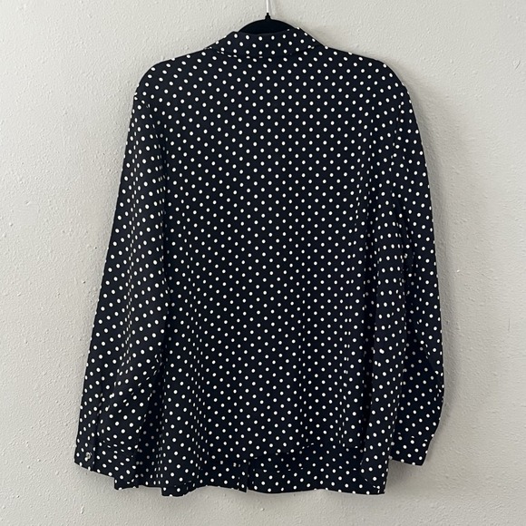 NWT J.Jill Wearever Collection XL Navy Cream Polka Dot Button Blouse Business - Picture 6 of 6